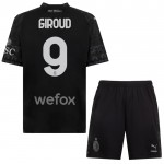 Günstige Fußballtrikots AC Mailand Olivier Giroud 9 Kinder Fourth trikot 2023-24 Schwarze Kurzarm